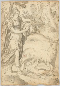 Tekening: A) Rhea en de jonge Jupiter. B) Sint Franciscus van Assisi door Unknown artist