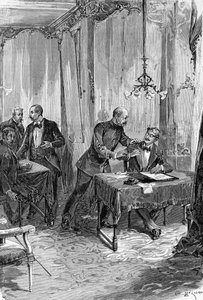 Dreyfus-affaire. Arrestatie van Kapitein Alfred Dreyfus op 15/10/1894 na dictaat.