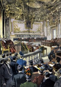 Dreyfus-affaire. Het Hof van Cassatie beval de herziening van het proces. 1899. door Unknown artist
