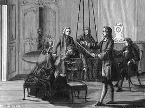 Dufay-experiment. Charles François Du Fay (1698 - 1739), Franse chemicus en natuurkundige. door Unknown artist