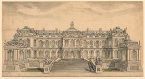 Verhoging van een tuinfaçade voor een klein Frans paleis door Unknown artist