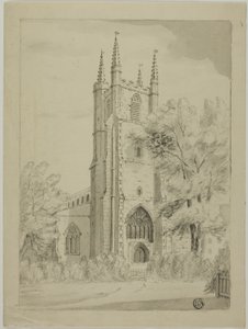 Engelse plattelandskerk door Unknown artist