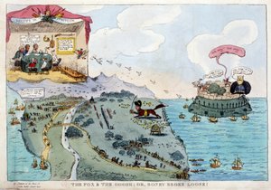 Engelse cartoon over Napoleon Bonaparte - in Napoleon I, karikaturen, dummy collectie. 1814 - 1815. B.H.V.P. door Unknown artist