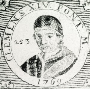 Gravure van paus Clemens XIV (1705 - 1774).