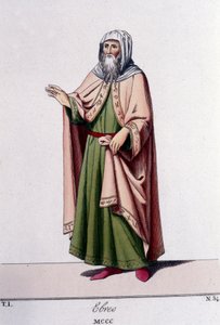 Gravure uit de 19e eeuw die een Jood rond 1300 afbeeldt. door Unknown artist