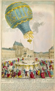 Experiment van de gebroeders Montgolfier op 19/09/1783 in Versailles door Unknown artist