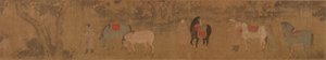 Figuren en Paarden in Landschap door Unknown artist