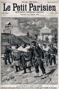 Eerste Chinees-Japanse Oorlog - Chinees-Japanse Oorlog (1894-1895): Konvooi van Chinese gevangenen geleid door Japanse soldaten na de Slag bij Pyongyang op 15 en 16 september door Unknown artist