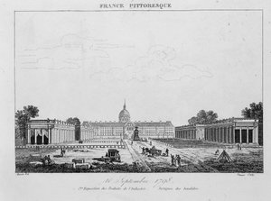 Eerste tentoonstelling van industriële producten: Portiek des Invalides, 10 september door Unknown artist