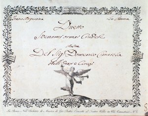 Eerste pagina van de partituur van Svenami ormai crudele, in Gli Orazi e i Curiazi door Domenico Cimarosa, c. 1798 door Unknown artist