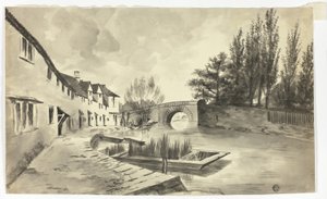 Fisher Row en de brug over de rivier aan de New Road