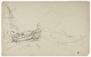 Vissersboten op zee door Unknown artist