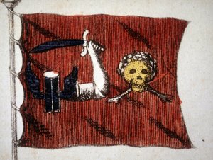 Vlag van de barbaarse piraten, gravure eind 18e eeuw. door Unknown artist