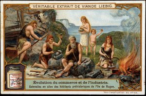 Vuurstenen werktuigen van de prehistorische bewoners van het eiland Rügen - Liebig reclame-etiket