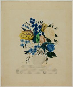 Bloemen in een marmeren vaas door Unknown artist