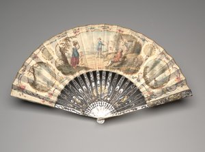 Vouwwaaier met een pastorale scène, ca. 1770s