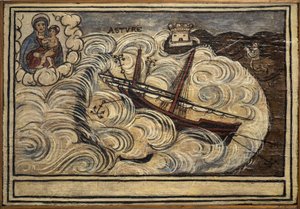 Oud ex voto zeeman, populaire offer als een belofte van toewijding en dankbaarheid van de zeeman die de gevaren van de zee overleefde, afkomstig uit de Kerk van Carmine, Torre del Greco, nabij Napels 19e eeuw Italië door Unknown artist