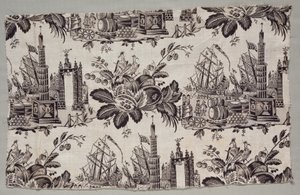 Fragment van Woodblock bedrukt katoen