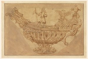 Fragment van een Ontwerp voor een Nef, of Fantastisch Middelpunt in de Vorm van een Boot door Unknown artist