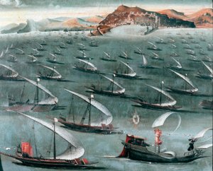 Franse vloot voor de stad Genua door Unknown artist