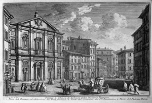 Van de kerk van St. Louis van de Fransen (Chiesa di San Luigi della nazione francese) in Rome. Eind 18e eeuw door Unknown artist