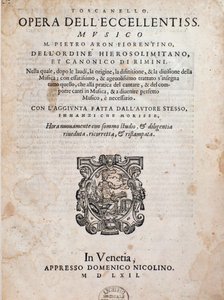 Frontispice van Toscanello in musica door Pietro Aron