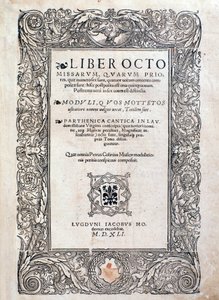 Frontispice uit Liber octo missarum (1541) door Unknown artist
