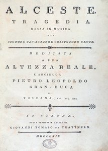 Frontispice van bladmuziek van Alceste, opera van C. W. Gluck door Unknown artist