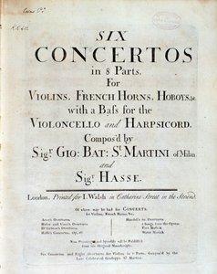 Frontispice van muziekpartituur van Zes concerten in 8 delen