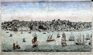 Algemeen overzicht van Lissabon, hoofdstad van Portugal - gravure door Unknown artist