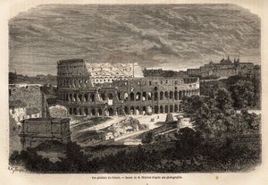 Algemeen zicht op het Colosseum, in Rome, Flavisch amfitheater voltooid in 80, onder het bewind van keizer Titus, met plaats voor maximaal 75.000 mensen, het bleef in gebruik tot de 6e eeuw, symbool van het keizerlijke Rome, gelegen ten oosten van het Rome