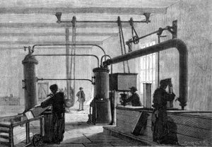 Algemeen zicht op de ijsfabriek (Ferdinand Square-proces) door Unknown artist