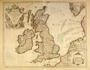 Geografische kaart van Engeland en Ierland. Atlas door G. Delysle