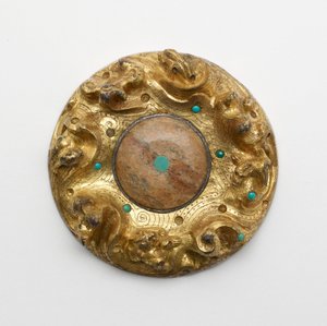Vergulde Bronzen Plaque met Dieren in een Landschap door Unknown artist