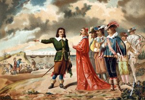 Girard Desargues bij het hoofdkwartier van La Rochelle met Richelieu in 1627 door Unknown artist