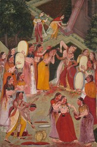 Meisjes Besproeien Elkaar tijdens Holi door Unknown artist