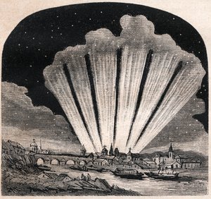 Grote Komeet van 1744 (C/1743 X1) - Grote komeet met zes staarten van 1744 - Komeet van Cheseaux of Komeet Klinkenberg-Cheseaux - gravure rond 1867 door Unknown artist