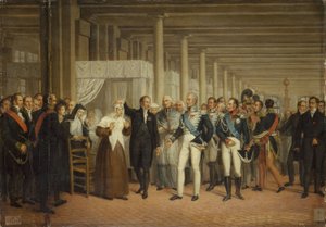 Guillaume Dupuytren (1777-1835), in het Hôtel-Dieu, presenteert Charles X een oogoperatie door Unknown artist