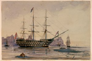 HMS Victory Portsmouth Harbour, 24 oktober 1858 door Unknown artist