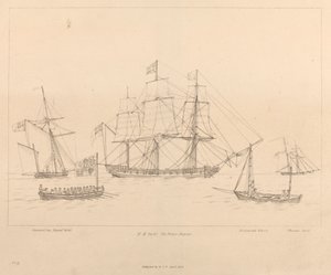 HM Jacht De Prince Regent en haar scheepsboot door Unknown artist