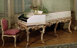 Klavecimbel van de Oostenrijkse componist Wolfgang Amadeus Mozart (1756-1791) 18e eeuw Praag, Mozarteum museum