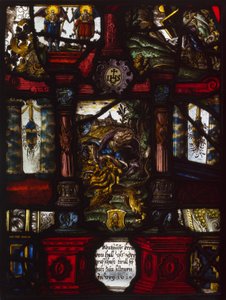 Heraldisch paneel van Samson en de leeuw door Unknown artist