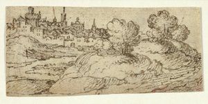 Heuvelstad met Bomen op de Voorgrond