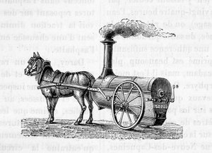 Paard trekt een stoommachine - in The Wonders of Industry door Figuier door Unknown artist