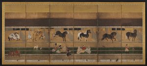 Paarden en Staljongens in de Stal door Unknown artist