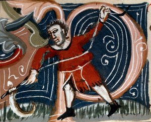 Tuinbouw: maaien van kruiden. Detail. Manuscriptpagina (MS.s.vi) 