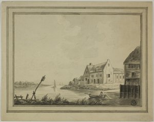 Huizen aan rivier of kanaal