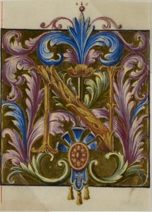 Verlichte initiaal "N" met acanthusbladeren uit een koorboek