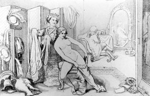 Illustratie van Casanova en een naakte vrouw - in 