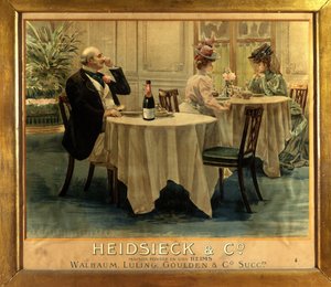 In een restaurant - Reclameposter voor Champagne Heidsieck, eind 19e eeuw door Unknown artist